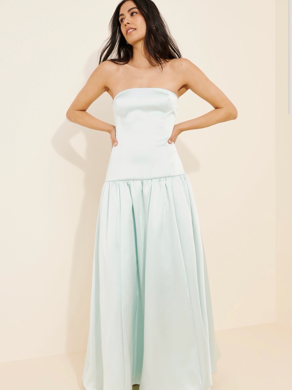 BHLDN Strapless Mint Green Evening Gown